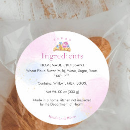 Elegant Floral Croissant Bakery Ingredient ラウンドシール