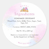 Elegant Floral Croissant Bakery Ingredient ラウンドシール (正面)