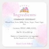Elegant Floral Croissant Bakery Ingredient Product スクエアシール (正面)