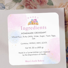 Elegant Floral Croissant Bakery Ingredient Product スクエアシール