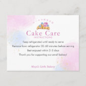 Elegant Floral Croissant Cake Care Instructions サンキューカード (正面)
