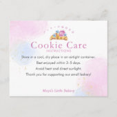 Elegant Floral Croissant Cookie Care Instructions サンキューカード (正面)