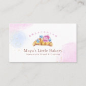 Elegant Floral Croissant Watercolor Bakery 名刺 (正面)
