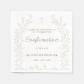 Elegant Floral Cross Confirmation Thank You  スタンダードカクテルナプキン (正面)