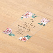 Elegant Floral Cross Girl First Communion アクリル招待状 (レイダウン)