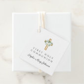 Elegant Floral Cross Girl First Holy Communion フェイバータグ (インサイチュ)