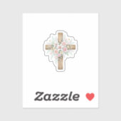 Elegant Floral Cross Pastel Spring Easter Sticker シール (シート)