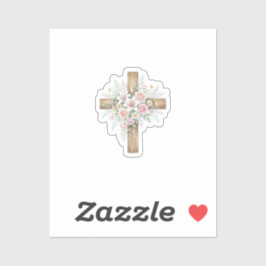 Elegant Floral Cross Pastel Spring Easter Sticker シール