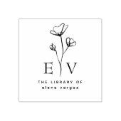Elegant Floral Custom Name Initials Library Book ラバースタンプ (インプリント)
