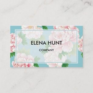 Elegant Floral Cyan 名刺