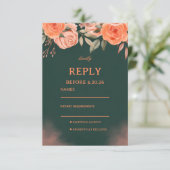 Elegant Floral Dark Green 出欠カード (スタンド正面)