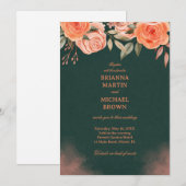 Elegant Floral Dark Green 招待状 (正面/裏面)