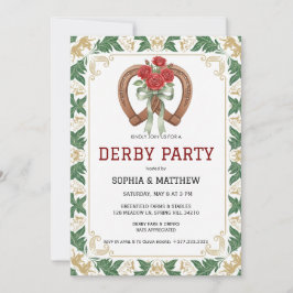 Elegant Floral Derby Party Invitation 招待状