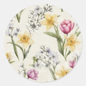 Elegant Floral Design – Botanical Artwork ラウンドシール (正面)