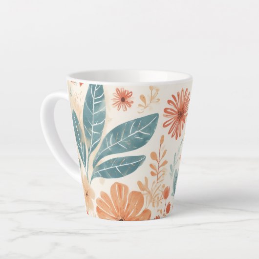 Elegant Floral Design Cup カフェラテマグ (左アングル)