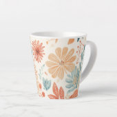 Elegant Floral Design Cup カフェラテマグ (右アングル)