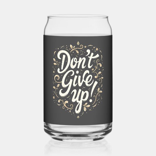 Elegant Floral "Don't Give Up!" Motivational ガラス缶 (裏面)