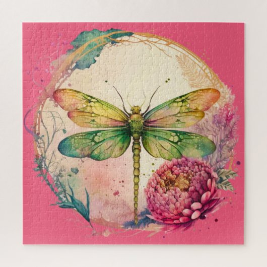 Elegant Floral Dragonfly | Dragonfly Gift ジグソーパズル (縦)