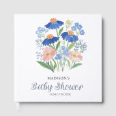 Elegant Floral Dusty Blue Baby in Bloom Shower ゲストブック (正面)