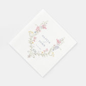 Elegant Floral dusty Blue Script Wedding  スタンダードランチョンナプキン (角)