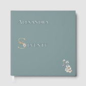 Elegant Floral Dusty Sage 70th Birthday Silver ゲストブック (正面)