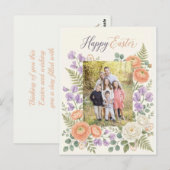 Elegant Floral Easter Blessings Brunch Invitation  ポストカード (正面/裏面)