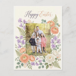 Elegant Floral Easter Blessings Brunch Invitation  ポストカード
