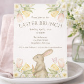 Elegant Floral Easter Bunny Easter Brunch Invite シーズンカード
