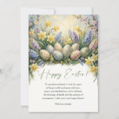 Elegant Floral Easter Eggs Spring Religious シーズンカード (正面)