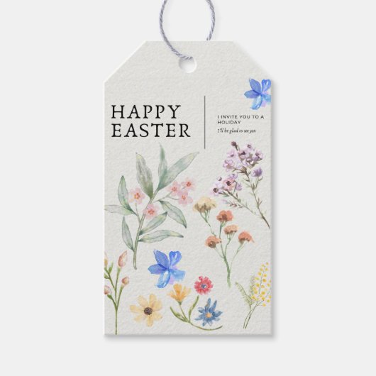 Elegant Floral Easter Gift Tag ギフトタグ (正面)