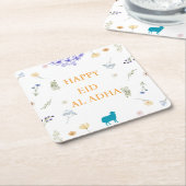 Elegant Floral Eid al-Adha  スクエアペーパーコースター (アングル)