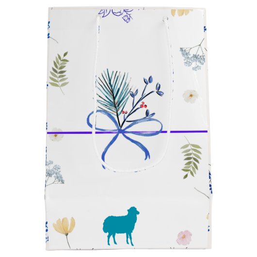 Elegant Floral Eid al-Adha  ミディアムペーパーバッグ (裏面)