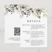 Elegant Floral Eucalyptus Leaves QR Code Wedding エンクロージャーカード (正面/裏面)