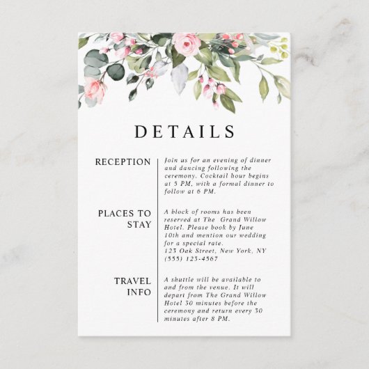 Elegant Floral Eucalyptus Leaves QR Code Wedding エンクロージャーカード (正面)