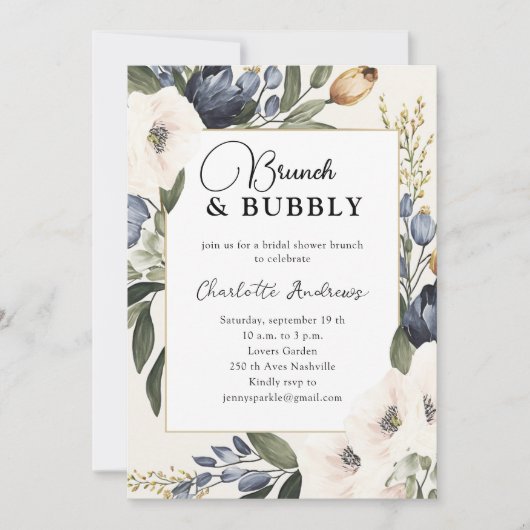 Elegant, Floral, Eukalyptus-Brautparty 招待状 (正面)