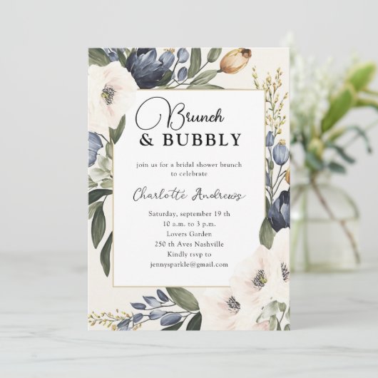 Elegant, Floral, Eukalyptus-Brautparty 招待状 (スタンド正面)