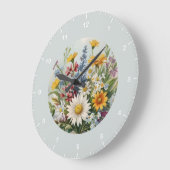 Elegant Floral Farmhouse ラージ壁時計 (傾斜)