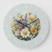 Elegant Floral Farmhouse ラージ壁時計 (正面)