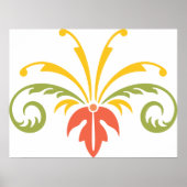 Elegant Floral Flourish Colorful Botanical Scroll ポスター (正面)