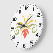 Elegant Floral Flourish Colorful Botanical Scroll ラージ壁時計 (傾斜)