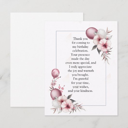Elegant Floral Frame サンキューカード (正面/裏面)