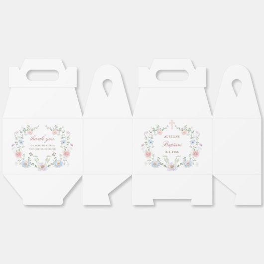 Elegant Floral Frame Baptism Gable フェイバーボックス (見開き)
