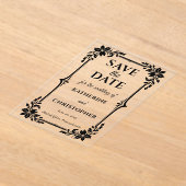Elegant Floral Frame Wedding Save the Date アクリル招待状 (レイダウン)