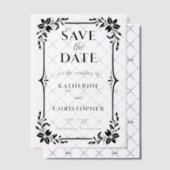 Elegant Floral Frame Wedding Save the Date ベラム紙招待状 (オフセット (招待状))