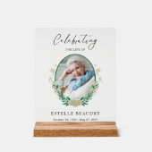 Elegant Floral Funeral Celebration of life Photo   アクリルサイン (正面)