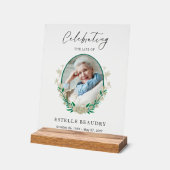 Elegant Floral Funeral Celebration of life Photo   アクリルサイン (傾斜)