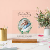 Elegant Floral Funeral Celebration of life Photo   アクリルサイン (ウェディング)