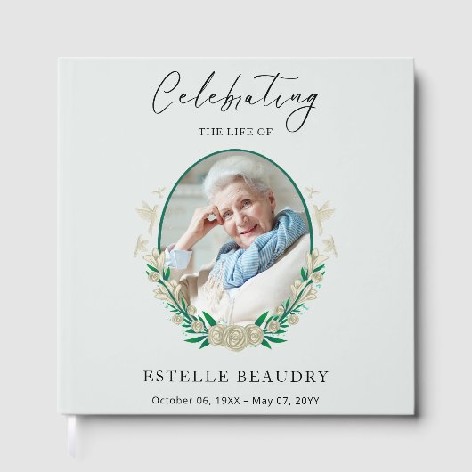 Elegant Floral Funeral Celebration of life Photo ゲストブック (正面)