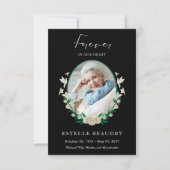 Elegant Floral Funeral Celebration of life Photo サンキューカード (正面)