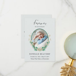 Elegant Floral Funeral Celebration of life Photo サンキューカード